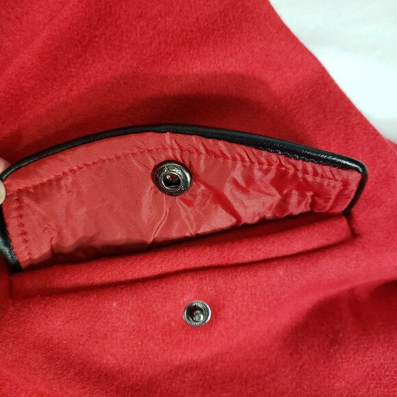 Rampage Womens Peacoat Size XL Red Toggle Full Zip Pockets Animal Print Lining - Picture 7 of 12